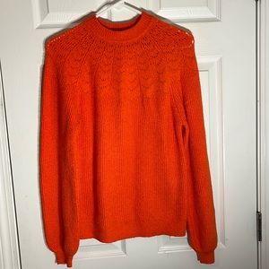 Style & Co; Orange, High Neck Sweater, Ribbed Cuffs, Med